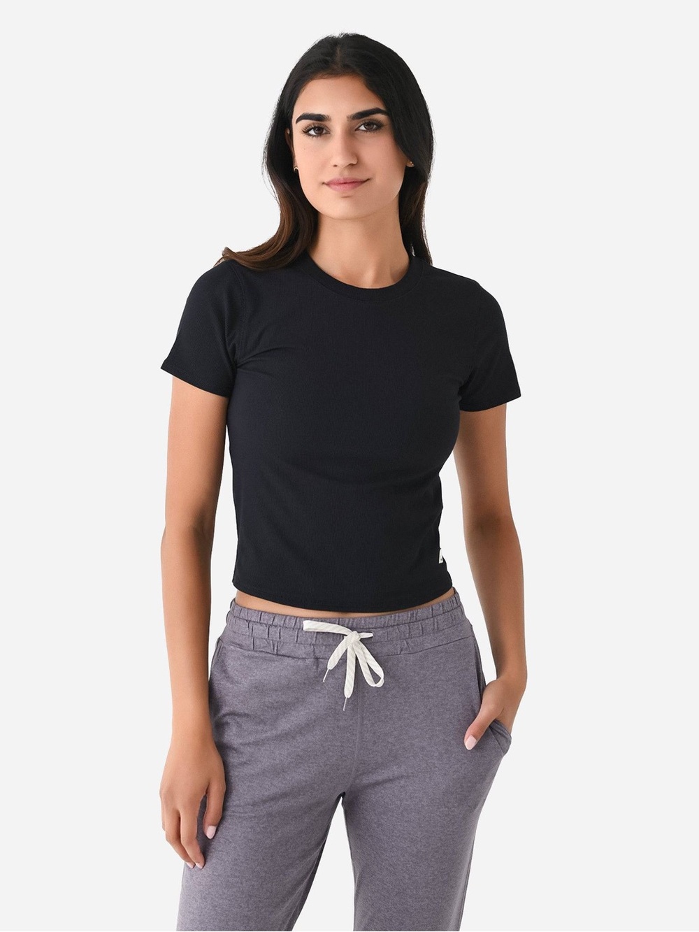 Vuori Black Short Sleeve Crew Tee with Hem Logo